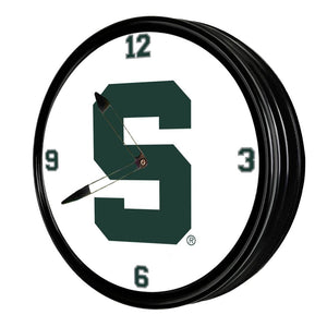 Michigan State Spartans: Block S - Retro Lighted Wall Clock - The Fan-Brand