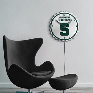 Michigan State Spartans: Bottle Cap Lighted Wall Clock - The Fan-Brand