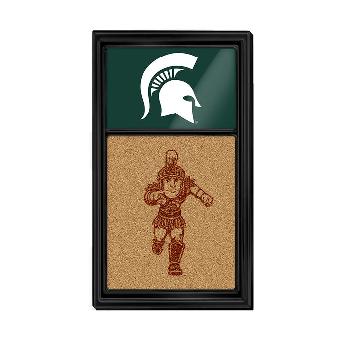 Michigan State Spartans: Dual Logo, Sparty - Cork Note Board - The Fan-Brand