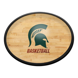 Michigan State Spartans: Hardwood - Oval Slimline Lighted Wall Sign - The Fan-Brand