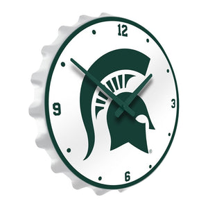 Michigan State Spartans: Helm - Bottle Cap Lighted Wall Clock - The Fan-Brand