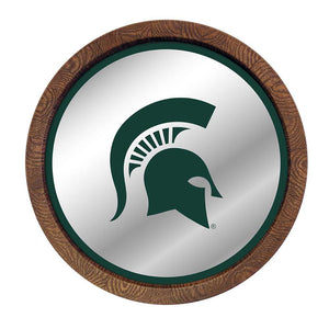 Michigan State Spartans: Helmet - "Faux" Barrel Top Mirrored Wall Sign - The Fan-Brand