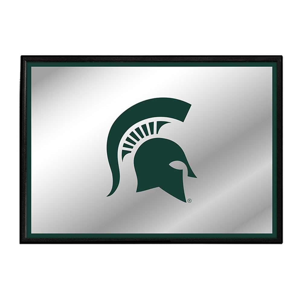 Michigan State Spartans: Helmet - Framed Mirrored Wall Sign - The Fan-Brand