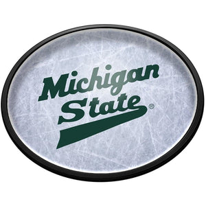 Michigan State Spartans: Hockey - Oval Slimline Lighted Wall Sign - The Fan-Brand