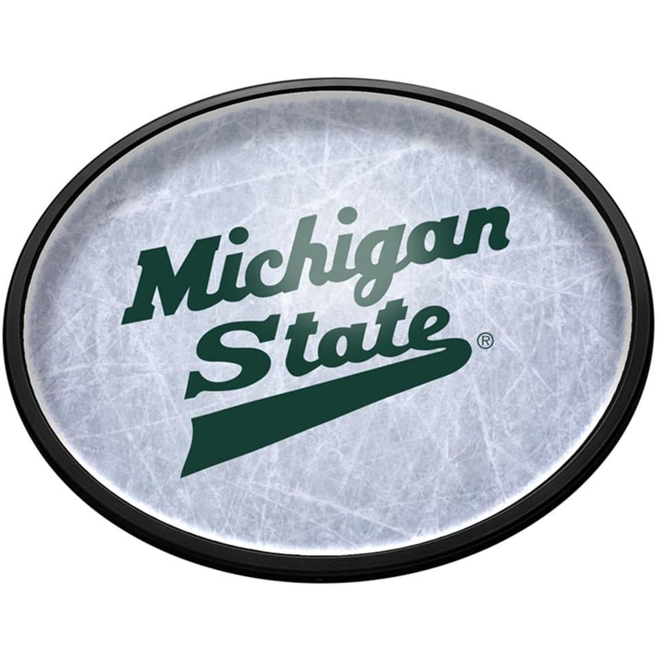 Michigan State Spartans: Hockey - Oval Slimline Lighted Wall Sign - The Fan-Brand