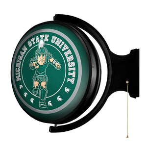 Michigan State Spartans: Original Round Double-Sided Rotating Lighted Wall Sign - The Fan-Brand