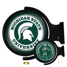 Load image into Gallery viewer, Michigan State Spartans: Original Round Double-Sided Rotating Lighted Wall Sign - The Fan-Brand