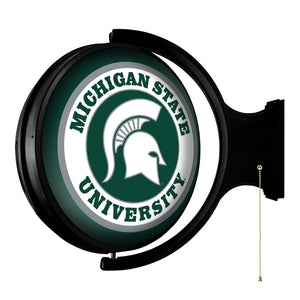 Michigan State Spartans: Original Round Double-Sided Rotating Lighted Wall Sign - The Fan-Brand