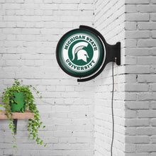 Load image into Gallery viewer, Michigan State Spartans: Original Round Double-Sided Rotating Lighted Wall Sign - The Fan-Brand