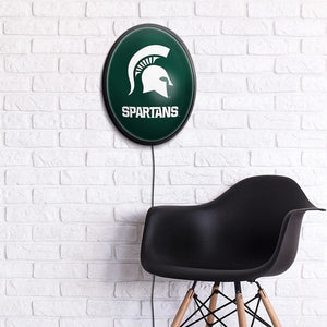 Michigan State Spartans: Oval Slimline Lighted Wall Sign - The Fan-Brand