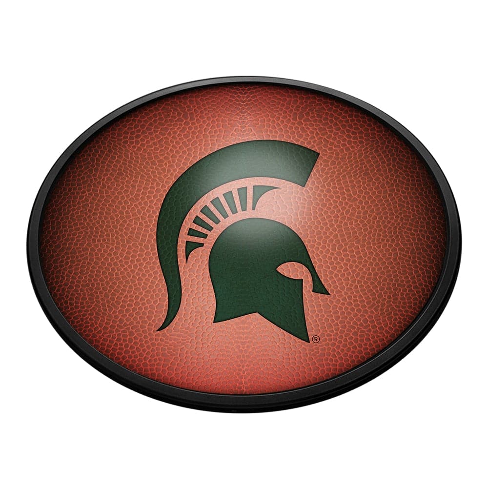 Michigan State Spartans: Pigskin - Oval Slimline Lighted Wall Sign - The Fan-Brand