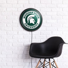 Load image into Gallery viewer, Michigan State Spartans: Round Slimline Lighted Wall Sign - The Fan-Brand