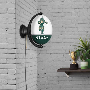 Michigan State Spartans: Sparty - Original Oval Rotating Lighted Wall Sign - The Fan-Brand