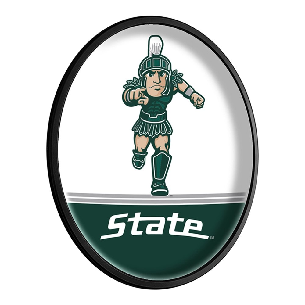 Michigan State Spartans: Sparty - Oval Slimline Lighted Wall Sign - The Fan-Brand