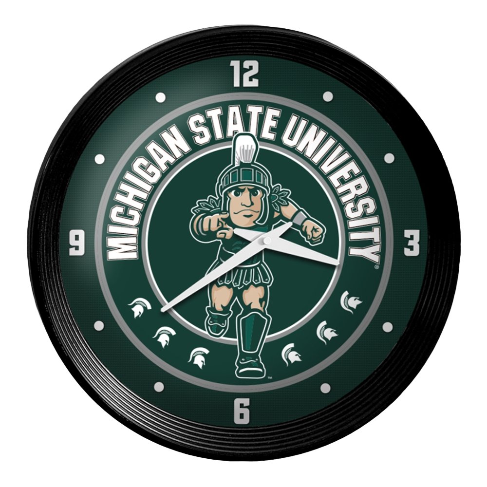 Michigan State Spartans: Sparty - Ribbed Frame Wall Clock - The Fan-Brand