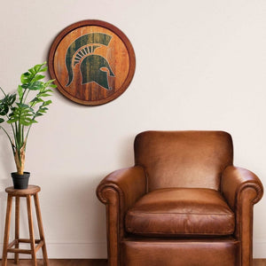 Michigan State Spartans: Weathered "Faux" Barrel Top Sign - The Fan-Brand