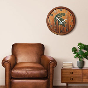 Michigan State Spartans: Weathered "Faux" Barrel Top Wall Clock - The Fan-Brand