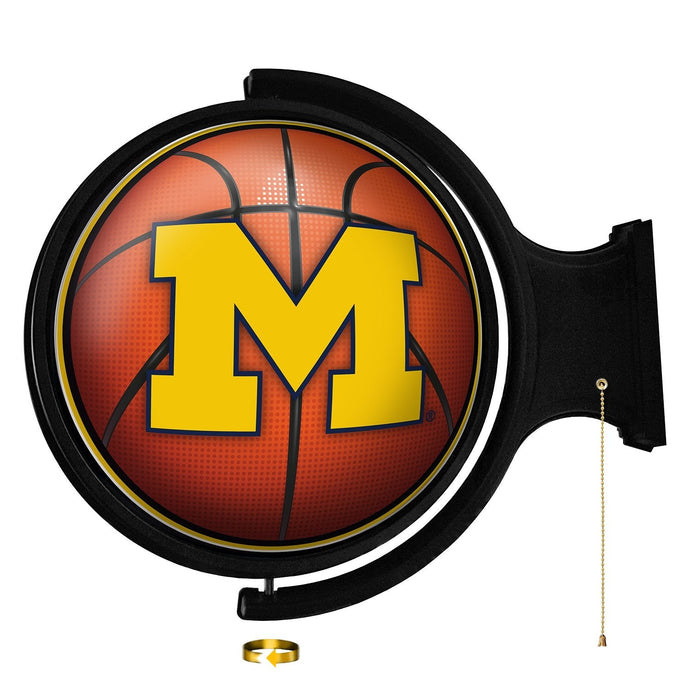 Michigan Wolverines: Basketball - Original Round Rotating Lighted Wall Sign - The Fan-Brand