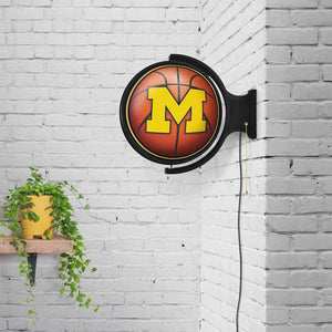 Michigan Wolverines: Basketball - Original Round Rotating Lighted Wall Sign - The Fan-Brand