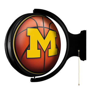 Michigan Wolverines: Basketball - Original Round Rotating Lighted Wall Sign - The Fan-Brand