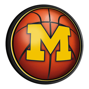 Michigan Wolverines: Basketball - Round Slimline Lighted Wall Sign - The Fan-Brand