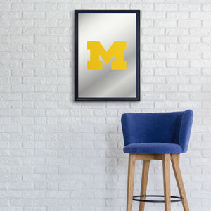 Michigan Wolverines: Block M - Framed Mirrored Wall Sign - The Fan-Brand