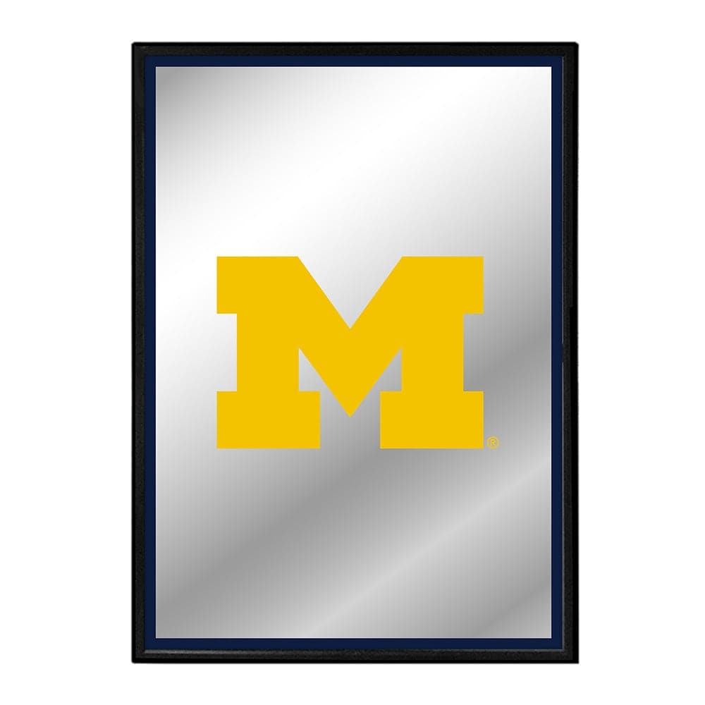 Michigan Wolverines: Block M - Framed Mirrored Wall Sign - The Fan-Brand