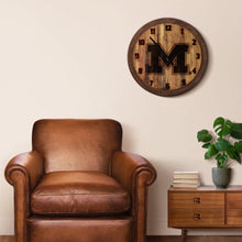 Load image into Gallery viewer, Michigan Wolverines: Branded &quot;Faux&quot; Barrel Top Wall Clock - The Fan-Brand