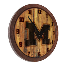 Load image into Gallery viewer, Michigan Wolverines: Branded &quot;Faux&quot; Barrel Top Wall Clock - The Fan-Brand
