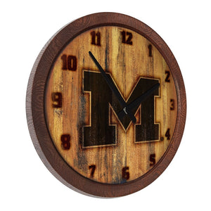Michigan Wolverines: Branded "Faux" Barrel Top Wall Clock - The Fan-Brand