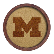 Load image into Gallery viewer, Michigan Wolverines: &quot;Faux&quot; Barrel Framed Cork Board - The Fan-Brand