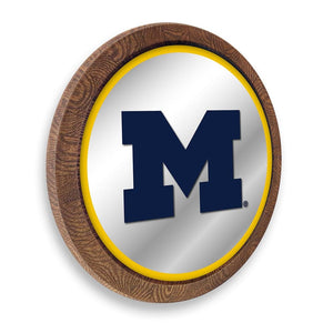 Michigan Wolverines: "Faux" Barrel Top Mirrored Wall Sign - The Fan-Brand