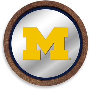 Michigan Wolverines: "Faux" Barrel Top Mirrored Wall Sign - The Fan-Brand