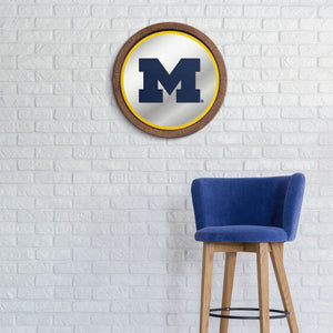 Michigan Wolverines: "Faux" Barrel Top Mirrored Wall Sign - The Fan-Brand