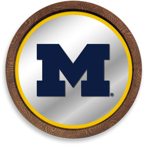 Michigan Wolverines: "Faux" Barrel Top Mirrored Wall Sign - The Fan-Brand