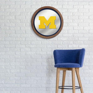 Michigan Wolverines: "Faux" Barrel Top Mirrored Wall Sign - The Fan-Brand