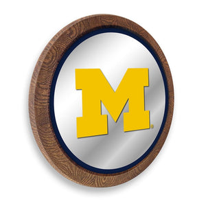 Michigan Wolverines: "Faux" Barrel Top Mirrored Wall Sign - The Fan-Brand