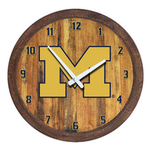 Load image into Gallery viewer, Michigan Wolverines: &quot;Faux&quot; Barrel Top Wall Clock - The Fan-Brand