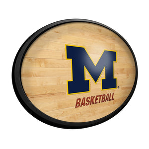 Michigan Wolverines: Hardwood - Oval Slimline Lighted Wall Sign - The Fan-Brand