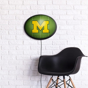 Michigan Wolverines: On the 50 - Oval Slimline Lighted Wall Sign - The Fan-Brand