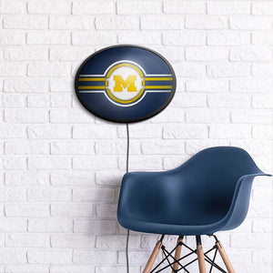 Michigan Wolverines: Oval Slimline Lighted Wall Sign - The Fan-Brand