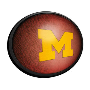 Michigan Wolverines: Pigskin - Oval Slimline Lighted Wall Sign - The Fan-Brand