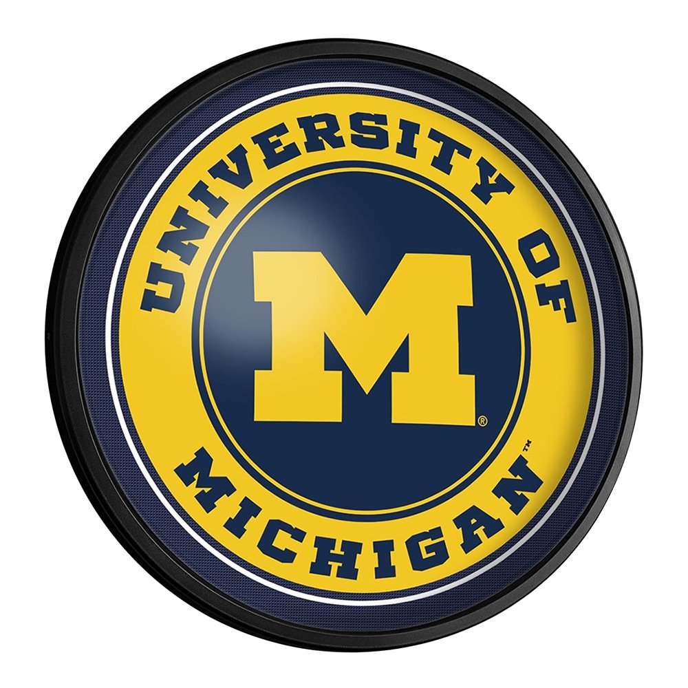 Michigan Wolverines: Round Slimline Lighted Wall Sign - The Fan-Brand