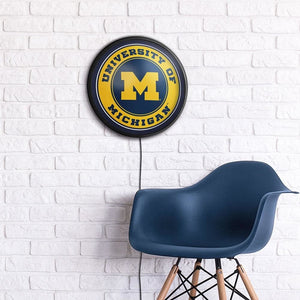 Michigan Wolverines: Round Slimline Lighted Wall Sign - The Fan-Brand