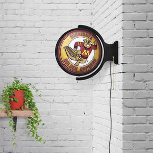 Minnesota Golden Gophers: Goldy - Original Round Rotating Lighted Wall Sign - The Fan-Brand