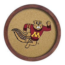 Load image into Gallery viewer, Minnesota Golden Gophers: Mascot - &quot;Faux&quot; Barrel Framed Cork Board - The Fan-Brand