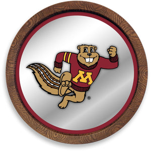 Minnesota Golden Gophers: Mascot - "Faux" Barrel Top Mirrored Wall Sign - The Fan-Brand