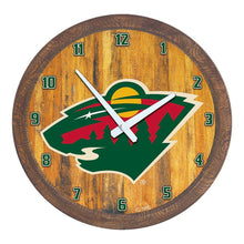 Load image into Gallery viewer, Minnesota Wild: &quot;Faux&quot; Barrel Top Wall Clock - The Fan-Brand