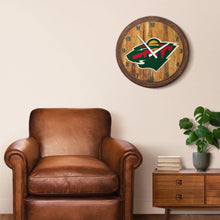 Load image into Gallery viewer, Minnesota Wild: &quot;Faux&quot; Barrel Top Wall Clock - The Fan-Brand