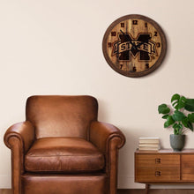 Load image into Gallery viewer, Mississippi State Bulldogs: Branded &quot;Faux&quot; Barrel Top Wall Clock - The Fan-Brand